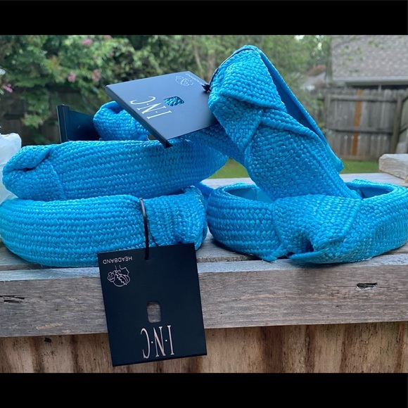 NWT INC INTERNATIONAL CONCEPTS BLUE RAFFIA WOVEN HEAD BAND - Picture 5 of 6